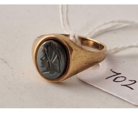 A intaglio signet ring 9ct size M 3.4 gms