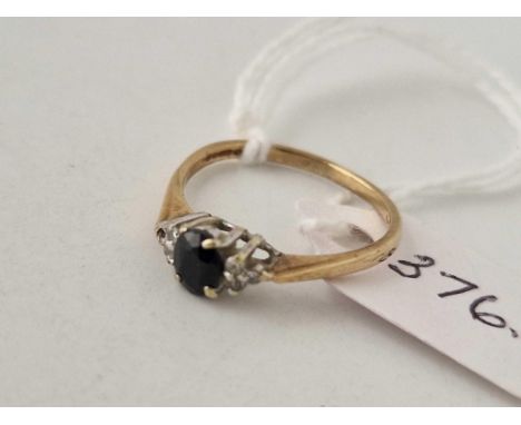 A sapphire and diamond ring 9ct size K  