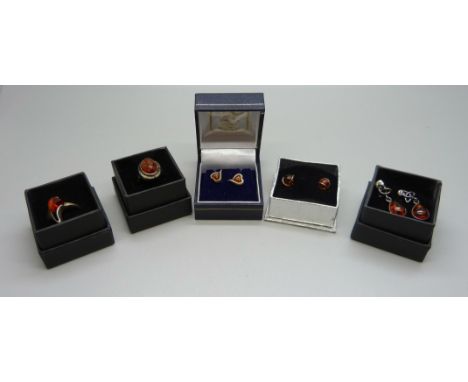 Silver and amber set jewellery 