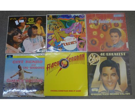 Six LP records including Lovin' Spoonful, The Beatles and Elvis Presley 