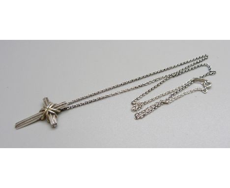 A Tiffany &amp; Co. silver cross pendant and chain 