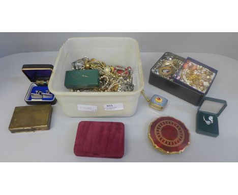 Costume jewellery and a compact 