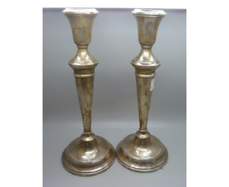 A pair of silver candlesticks, 29cm 