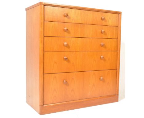 Meredew - British Modern Design - A retro vintage mid 20th century circa 1970s teak chest of graduating drawers having a bank