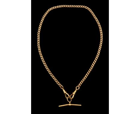 Early 20th century 9ct gold Albert chain with two clips by W H Wilmot Ltd, BirminghamCondition Report:Approx 21.6gm, length =