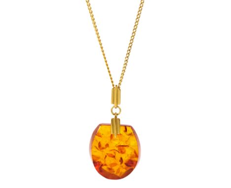 Russian gilt amber pendant necklaceCondition Report:Chain length = 74cm