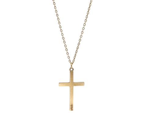 9ct gold cross pendant necklaceCondition Report:Approx 8.6gm, chain length = 81cm
