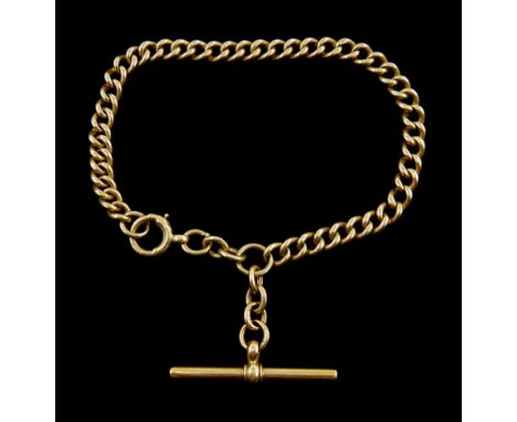 Early 20th century curb link bracelet with T bar by John Grinsell & Sons, Birmingham1914Condition Report: Approx 23.6gm, leng