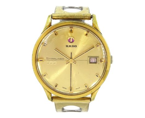 Rado Starliner 999 gentleman's gold-plated and stainless steel automatic wristwatch, Ref. 11730, champagne dial with date ape