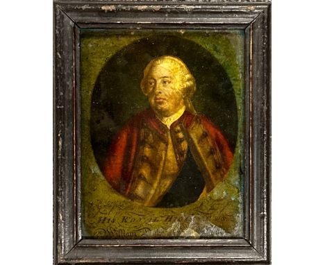 A framed Georgian portrait print miniature, 15 x 18cm.