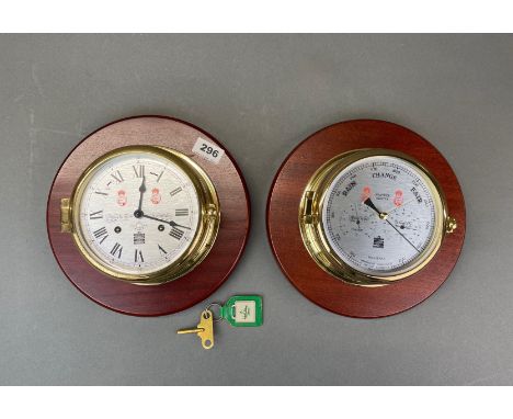 A wall mounted S. E. Wills Admirality style wall clock and barometer, Dia. 26cm.