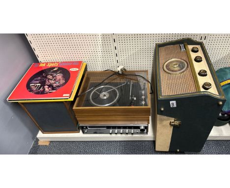 A Dansette vintage portable record player, together with a further record system.