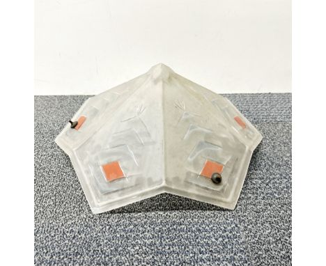 An original Art Deco glass ceiling light shade, no chains. Dia. 46cm.