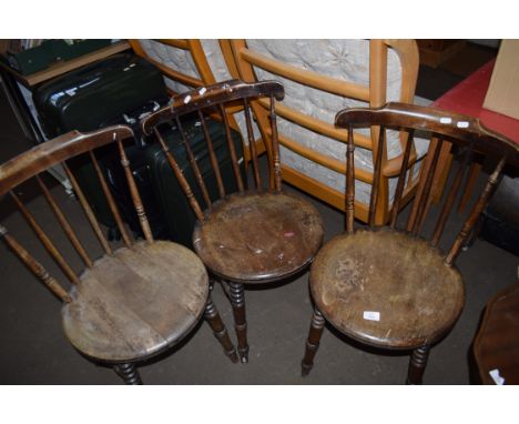 SET OF THREE PENNY SEAT STICK BACK KITCHEN CHAIRS