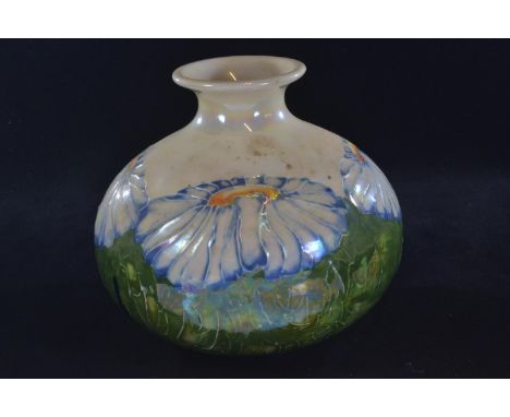 Lise B Moorcroft; Moorland Staffordshire Chelsea Works Burslem, lustre blue daisy vase, no.91 of 300, signed and dated '97, h