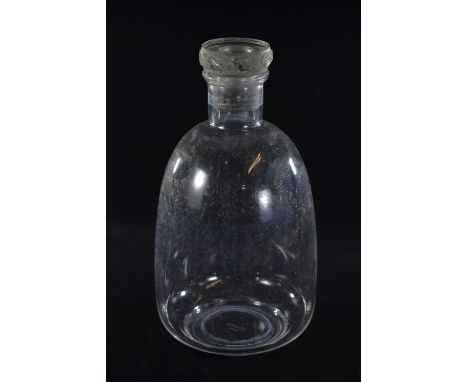 Lalique glass 'Dampierre' decanter and stopper, the stopper moulded with a frieze of birds and foliage, marked 'R. Lalique Fr
