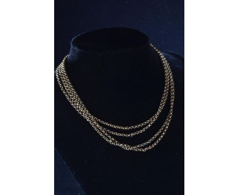 9ct gold double fob chain with clasp, length (doubled) 720mm, 17.8 grams 