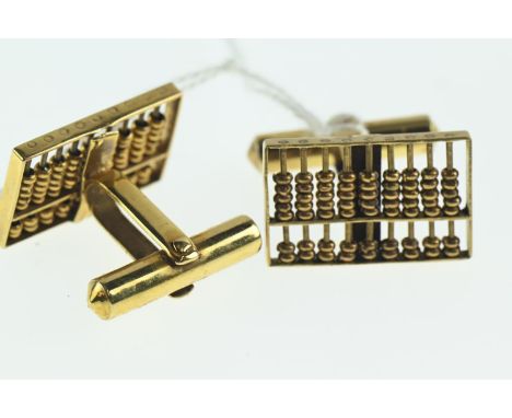 Pair of 9ct gold abacus cufflinks, gross weight 7.5 grams