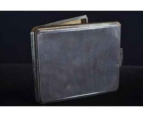 Silver engine turned cigarette case, Smith &amp; Bartlam, Birmingham 1946, cover initialled ' GPWC' and interior inscribed '6