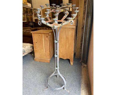 Painted brass tripod standing heart shaped 25 candle holding display. Dia 53 H124 cmSome paint coming off 