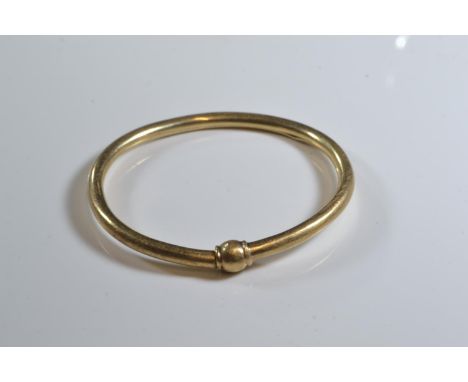 Yellow metal baby/child's bangle, testing positive for 9ct gold, 48 x 44mm, gross weight 5.31 grams