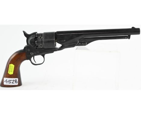 Replica Colt Army 1860 Revolver. L34cm.&nbsp;Small areas of wear, action cocks, clicks and catches well.