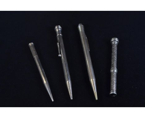 Victorian silver propelling pencil, Sampson Mordan & Co, London 1887, with black onyx terminal, inscribed 'E. Fenwick', toget