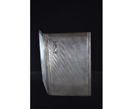 Silver engine-turned cigarette case, Mappin & Webb Ltd, Birmingham 1951, initialled 'MFG', 12.5 x 8.8cm, gross weight 190 gra