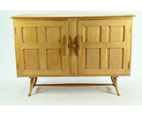 Rare model 120 Ercol two door with two internal cutlery drawers sideboard mid century. W123 D45 H83cmGood 