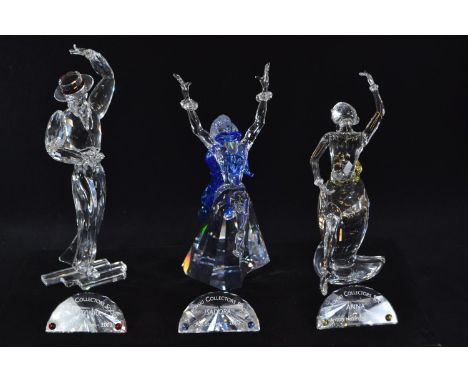Three Swarovski Magic of Dance figures including 'Anna' 2004, 'Isadora' 2002 and 'Antonio' 2003 each with crystal plaque, ori