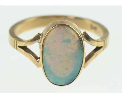 Opal ring set in 9ct gold, size O, gross weight 2.82 grams