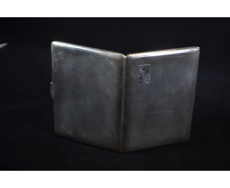 Silver engine turned cigarette case, F H Adams &amp; Holman, Birmingham 1938, initialled 'GTWC', 8.5 x 11.5cm, gross weight 1