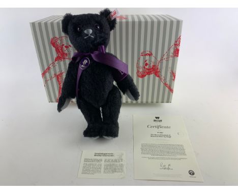 Steiff Queen Elizabeth II Memorial bear No. 2987, black mohair, 30cm height, limited to 25,000 pieces, for Danbury Mint, with