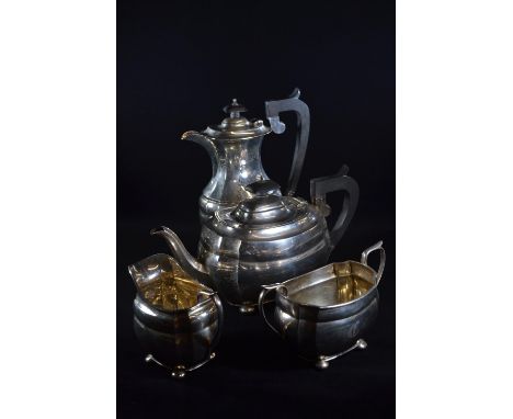 Silver four piece tea set, S Blanckensee & Son Ltd, Chester 1932, comprising a teapot, hot water jug, milk jug and sugar bowl