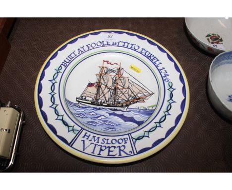 A Poole pottery plate 'H.M. Sloop'