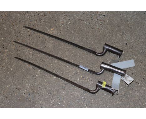 Three Victorian socket bayonets.This item can only be purchased by someone over the age of 18 and ID verification may be requ