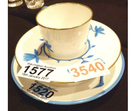 Royal Worcester three piece blue and white teacup set