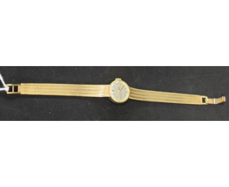 Longines - a retro 1970s lady's 9ct gold bracelet watch, silvered dial, block batons,17 jewel 5602 manual movement, serial No