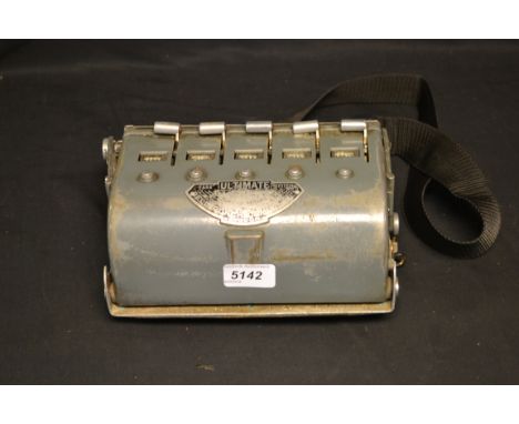 Transportation - a vintage bell punch company 'The Ultimate' five leaver ticket machine and shoulder strap