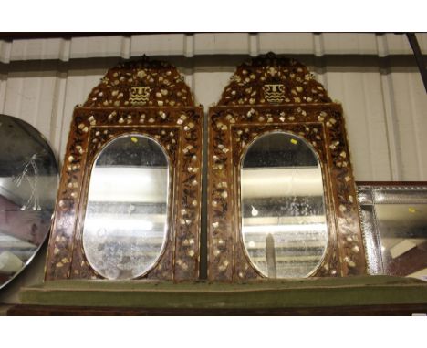 A pair of mother of pearl inlaid mirrors for restoration