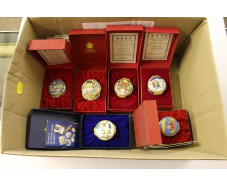 Six Halycon Days enamel boxes