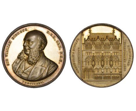 Local, WARWICKSHIRE, Birmingham & Midland Institute, 1881, a silver-gilt medal by J. Moore, bust of Sir William Siemens three