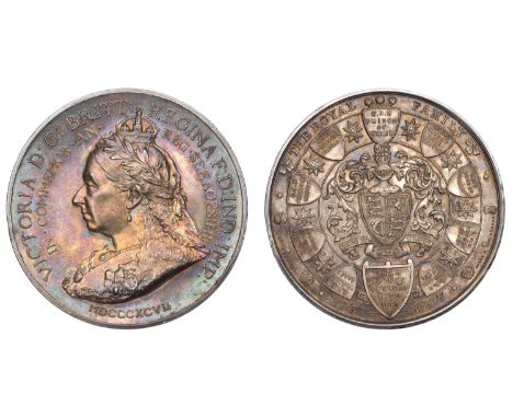 Victoria, Diamond Jubilee, 1897, a silver medal by F. Bowcher for Spink, crowned laureate bust left, rev. royal arms on shiel