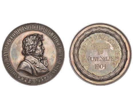 GERMANY, Gustav Ernest’s Conservatoire of Music, a silver medal by Lauer, bust of Beethoven right, rev. wreath, named (Olive 