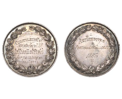 Art Exhibition, Portman Art Galleries, 1883, a silver prize medal, unsigned, wreath, rev. wreath, named (Awarded by the Cryst