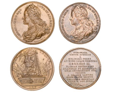 George II, 1731, a copper medal by J. Dassier, 40mm (Eisler 175; MI II, 498/43; E 525); Death of George II, 1760, a copper me