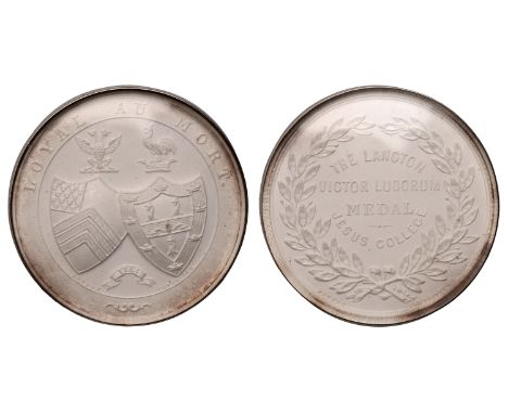 Local, CAMBRIDGESHIRE, Cambridge University, Jesus College, Langton Victor Ludorum Medal, 1864, a frosted silver award medal 