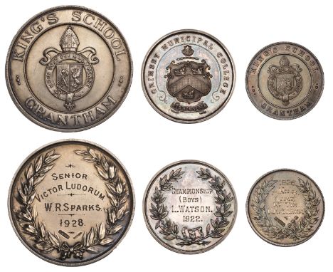 Local, LINCOLNSHIRE, Grantham, King’s School, silver award medals (2), by W. Griffiths & Sons, arms, revs. named (Senior Vict