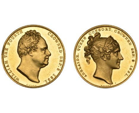 William IV, Coronation, 1831, a gold medal by W. Wyon, bust right, rev. bust of Queen Adelaide right, edge named (To John Ram