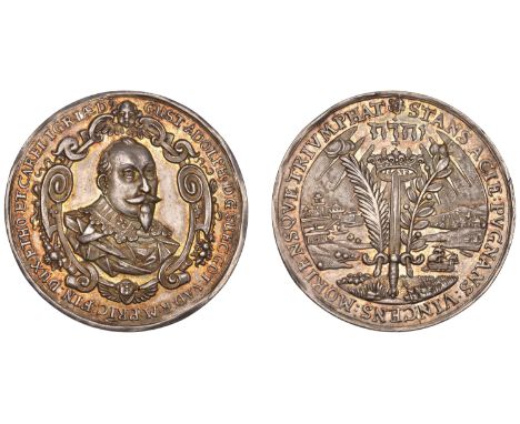 SWEDEN, Death of King Gustav Adolf at the Battle of Lützen, 1632, a silver medal by R.N. Kitzkatz, bust three-quarters right 